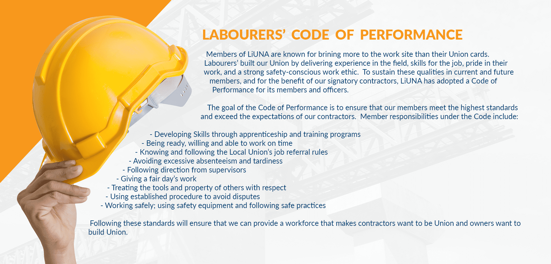 Code Of Performance Graphic for LiUNA
